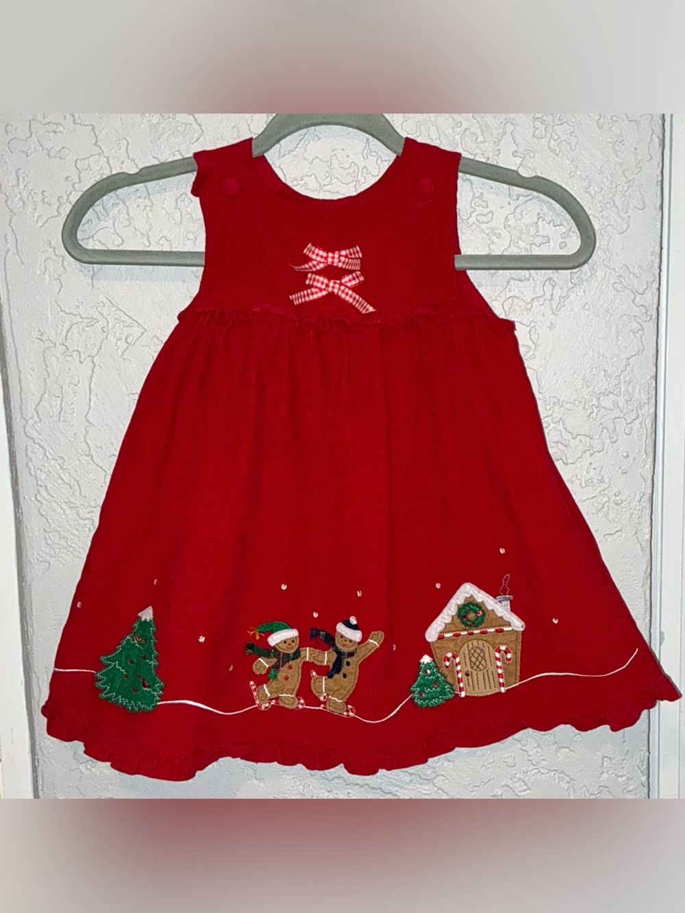 Little Girls Red Holiday Corduroy Kids Dress